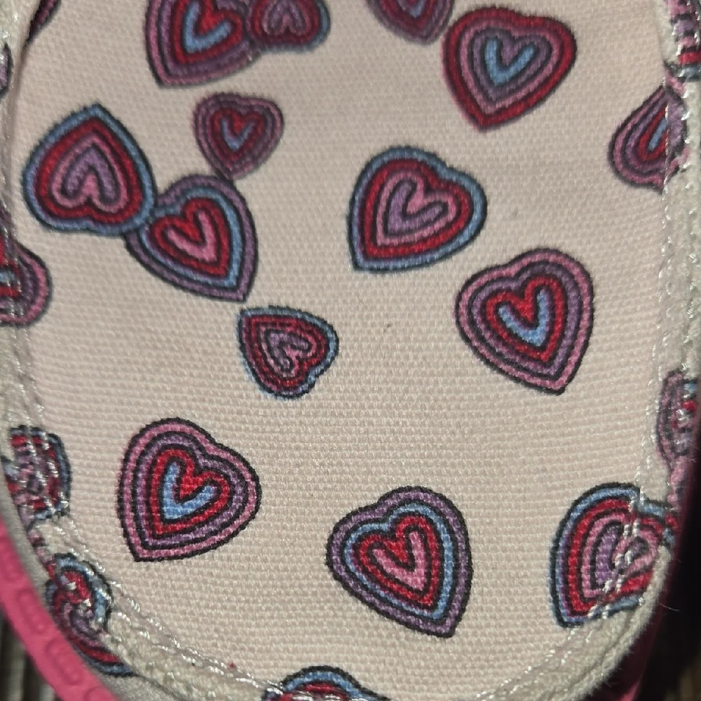 Hey Dude Kids Moccasins - Pink and Cream Heart Pattern